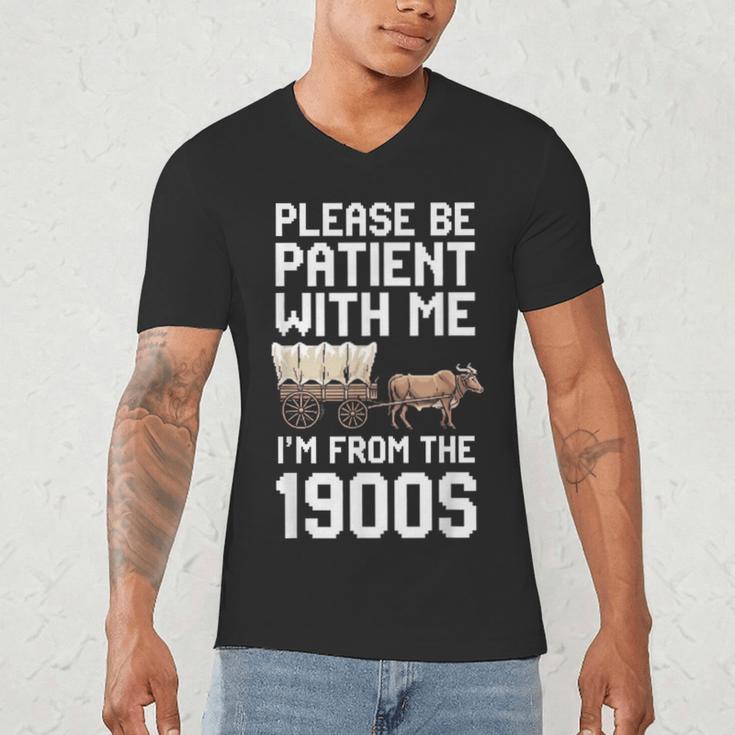 Please Be Patient With Me I'm From The 1900s Vintage Retro Men's V-Neck T-Shirt
