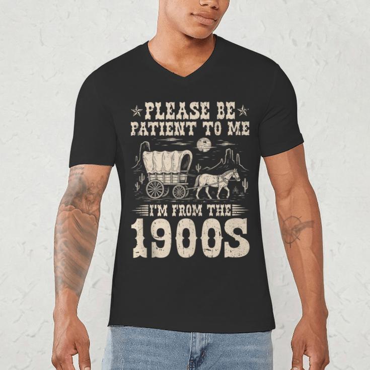 Please Be Patient To Me I'm From The 1900s Wild West Vintage Men's V-Neck T-Shirt