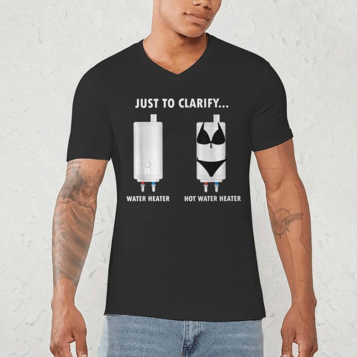 Plumber Hot Water Heater Plumbing Dad Joke Men's V-Neck T-Shirt Plumber Hot Water Heater Plumbing Dad Joke Men's V-Neck T-Shirt