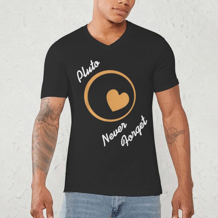 Pluto Never Forget Space Nostalgia Planetary Humor Men's V-Neck T-Shirt
