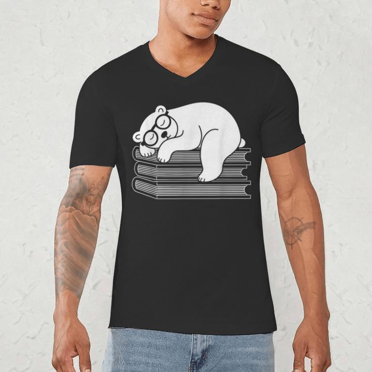 Polar Bear Reading Book Pajama Sleep Men's V-Neck T-Shirt