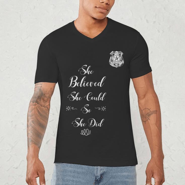 Police Academy Graduation She Believed She Could So She Did Men's V-Neck T-Shirt