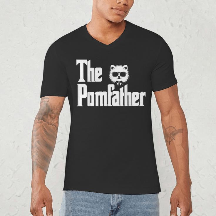 The PomFather Pomeranian Dog Dad Shirt Men Men's V-Neck T-Shirt