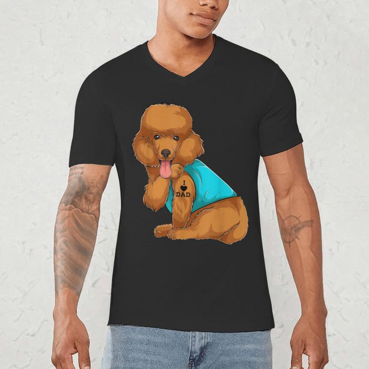 Poodle I Love Dad Tattoo Apparel Dog Dad Dads For Men Women Men's V-Neck T-Shirt