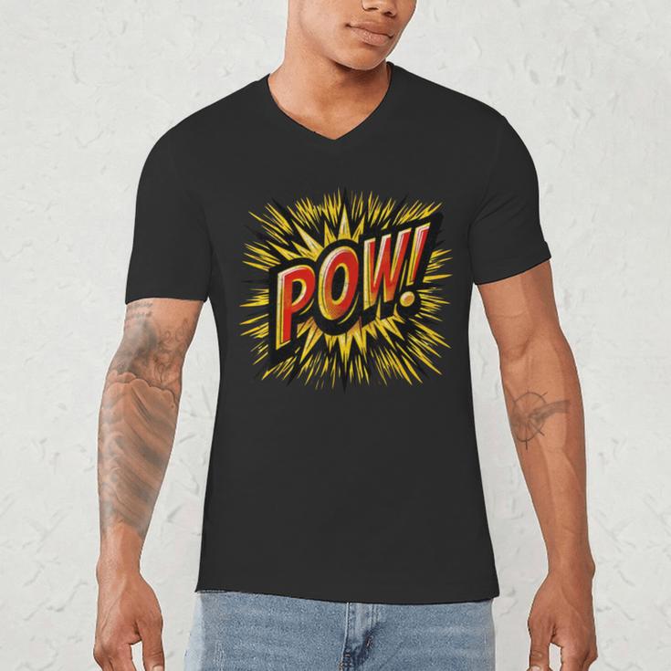 POW Comic Book Retro Artwork – Cartoon Collector Men's V-Neck T-Shirt