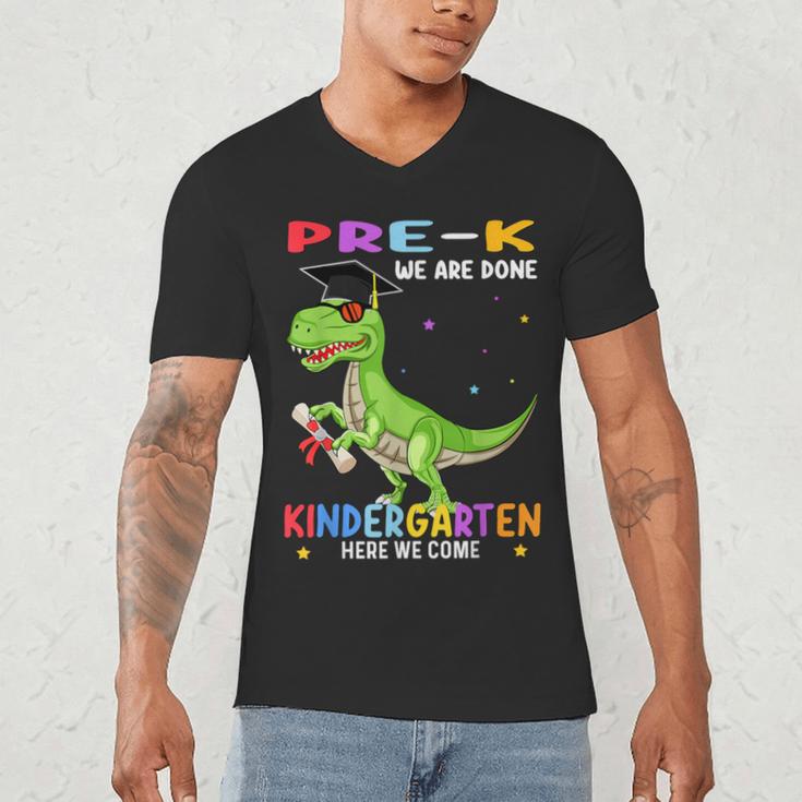 Pre k Graduation We Are Done Class 2023 Pre-k Dinosaur Boys Men's V-Neck T-Shirt