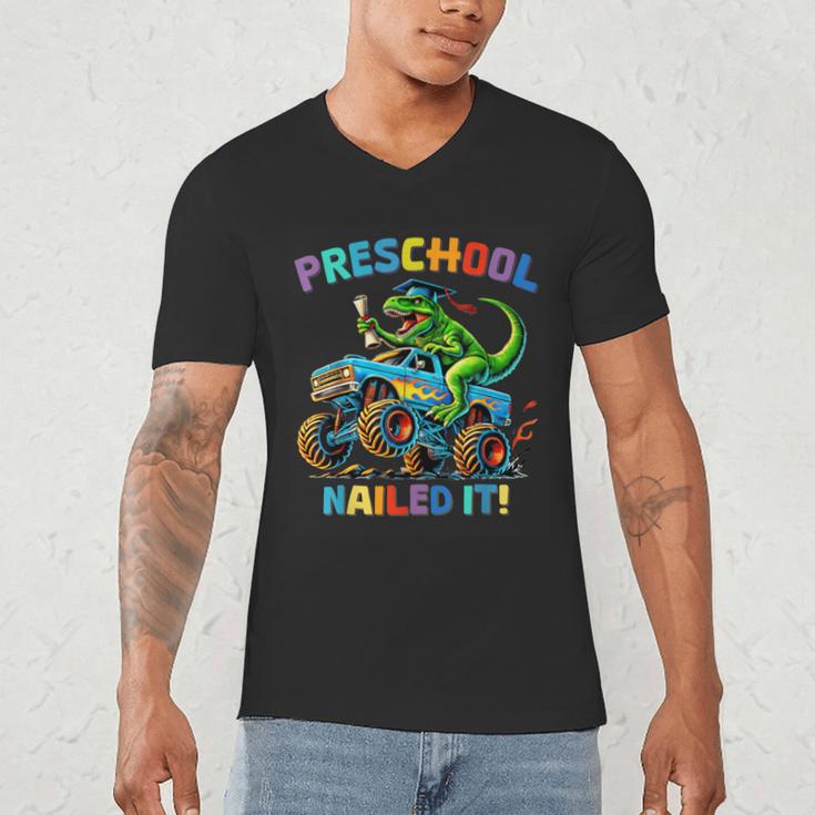 Preschool Graduation Monster Truck Dinosaur Boys Dino Tee Men's V-Neck T-Shirt