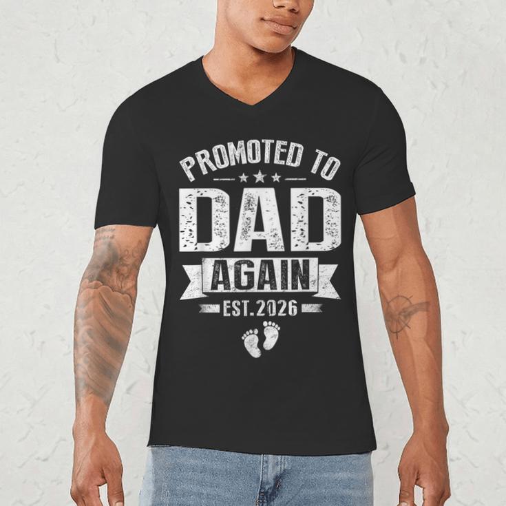 Promoted To Dad Again Est 2026 Pregnancy Announcement Men's V-Neck T-Shirt Promoted To Dad Again Est 2026 Pregnancy Announcement Men's V-Neck T-Shirt