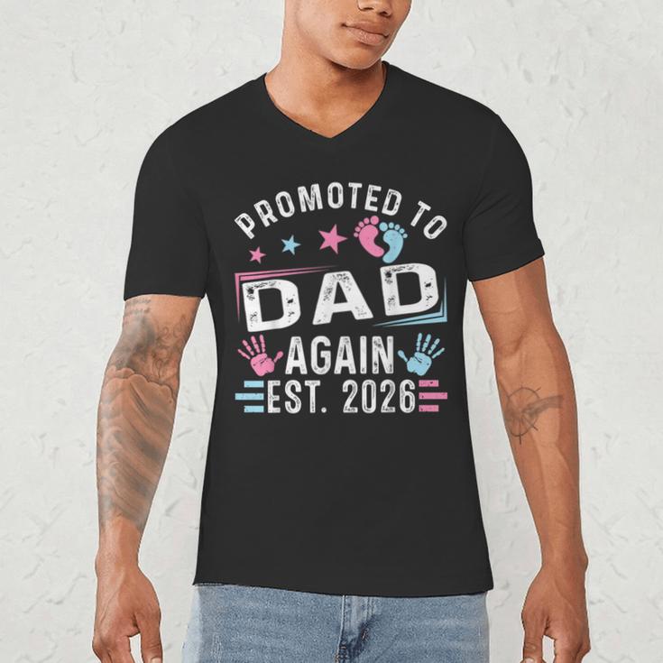 Promoted To Dad Again Est 2026 Vintage Dad Men's V-Neck T-Shirt