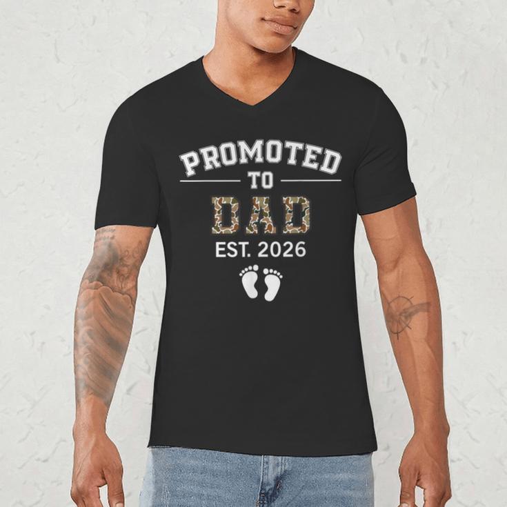 Promoted To Dad Est 2026 For Men Fathers Matching Men's V-Neck T-Shirt Promoted To Dad Est 2026 For Men Fathers Matching Men's V-Neck T-Shirt