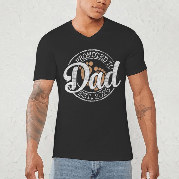 Promoted To Dad Est 2026 Stamp First Time Daddy To Be Men's V-Neck T-Shirt