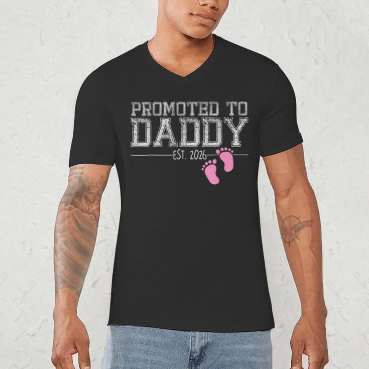 Promoted To Daddy Est 2026 Shirt New Daddy New Dad Men's V-Neck T-Shirt