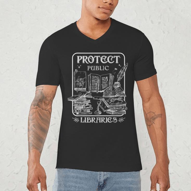 Protect Public Libraries Support Local Librarian Book Lover Men's V-Neck T-Shirt Protect Public Libraries Support Local Librarian Book Lover Men's V-Neck T-Shirt
