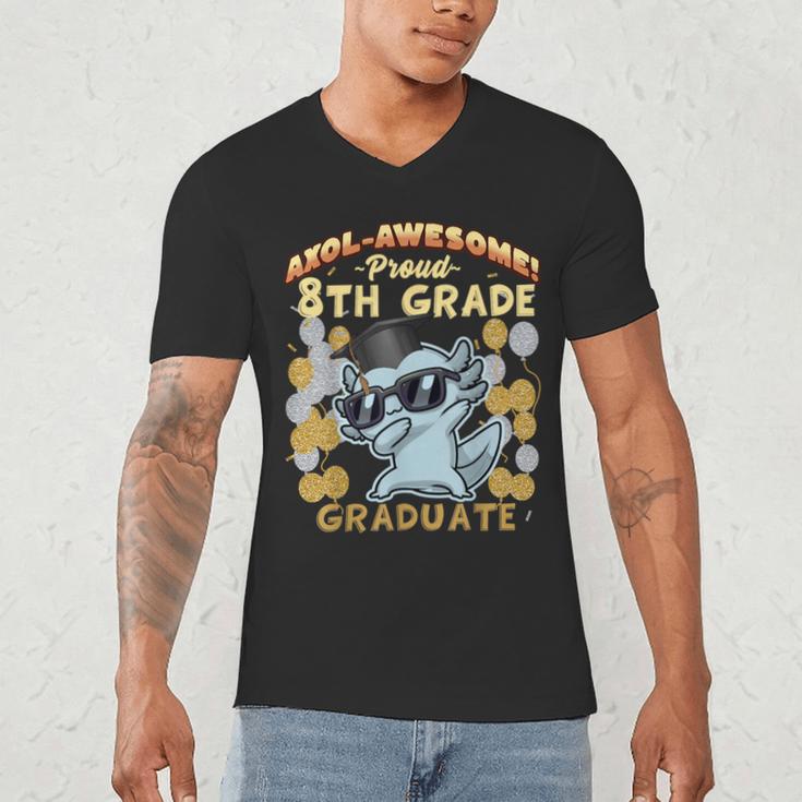 Proud 8th Grade Graduate Axolotl Graduation Eighth Men's V-Neck T-Shirt