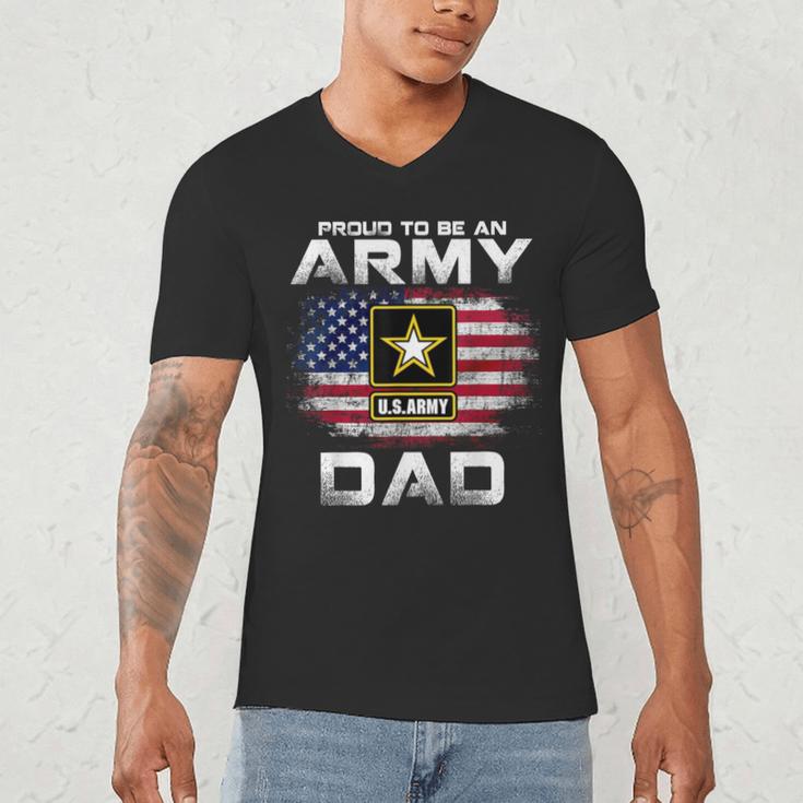 Proud To Be An Army Dad With American Flag Veteran Men's V-Neck T-Shirt