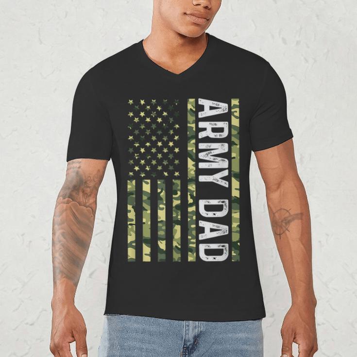 Proud Army Dad United States USA Flag For Father's Day Men's V-Neck T-Shirt