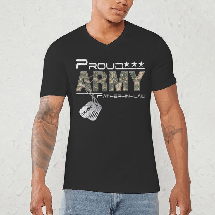 Proud Army Father-In-Law US Army Graduation Father-In-Law Men's V-Neck T-Shirt