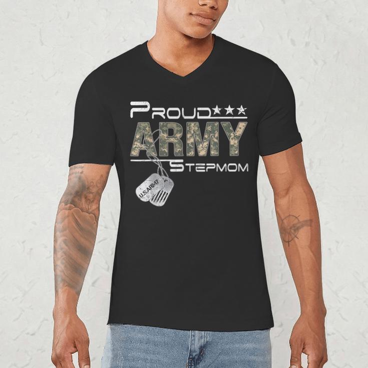 Proud Army Stepmom Army Graduation Stepmom US Army Stepmom Men's V-Neck T-Shirt