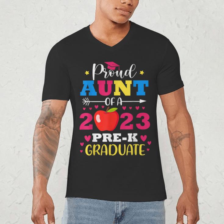 Proud Aunt Of 2023 Pre-K Graduate Senior Graduation Matching Men's V-Neck T-Shirt
