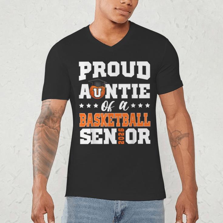 Proud Auntie Of a Basketball Senior 2026 Graduation Gifts Men's V-Neck T-Shirt