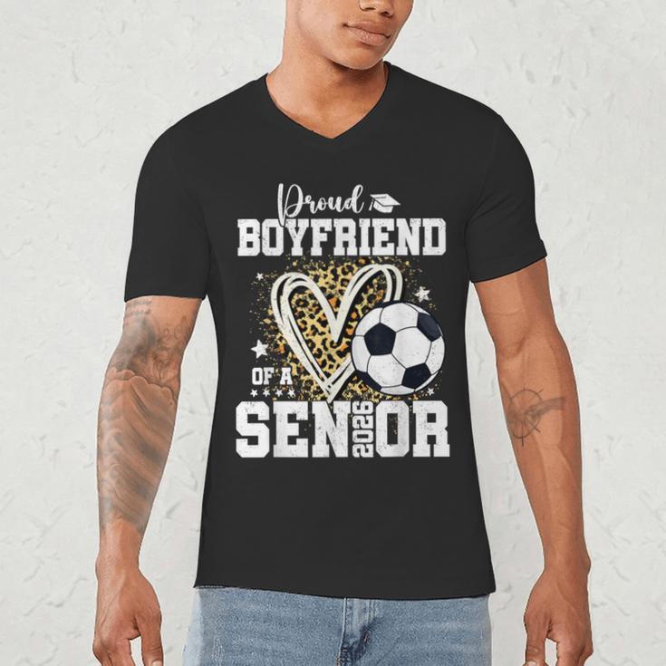 Proud Boyfriend Of A 2026 Senior Soccer Graduation Leopard Men's V-Neck T-Shirt