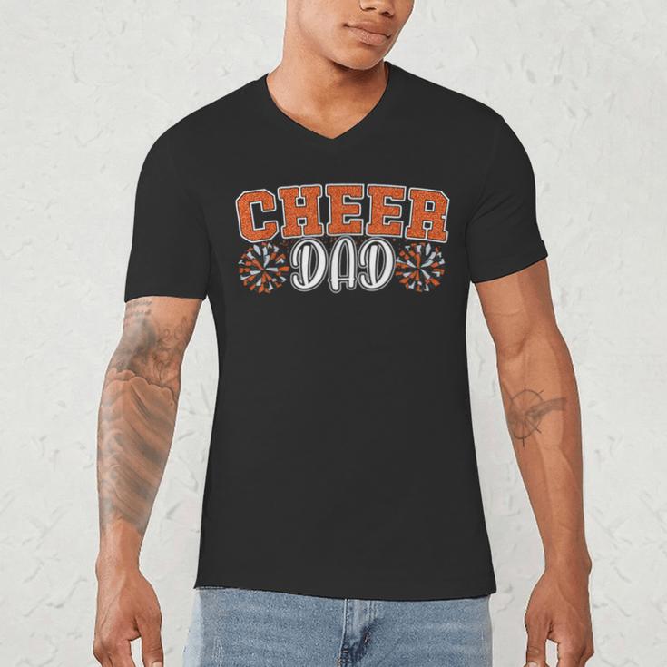 Proud Cheer Dad My Favorite Cheerleader Calls Me Dad Orange Men's V-Neck T-Shirt