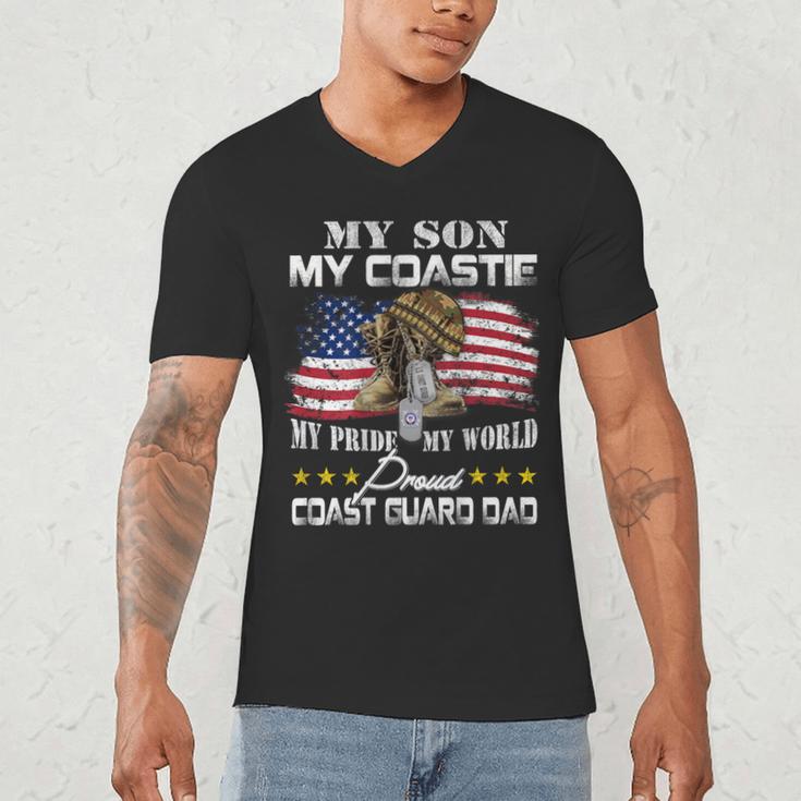 Proud Coast Guard Dad Coast Guard Graduation Dad Men's V-Neck T-Shirt