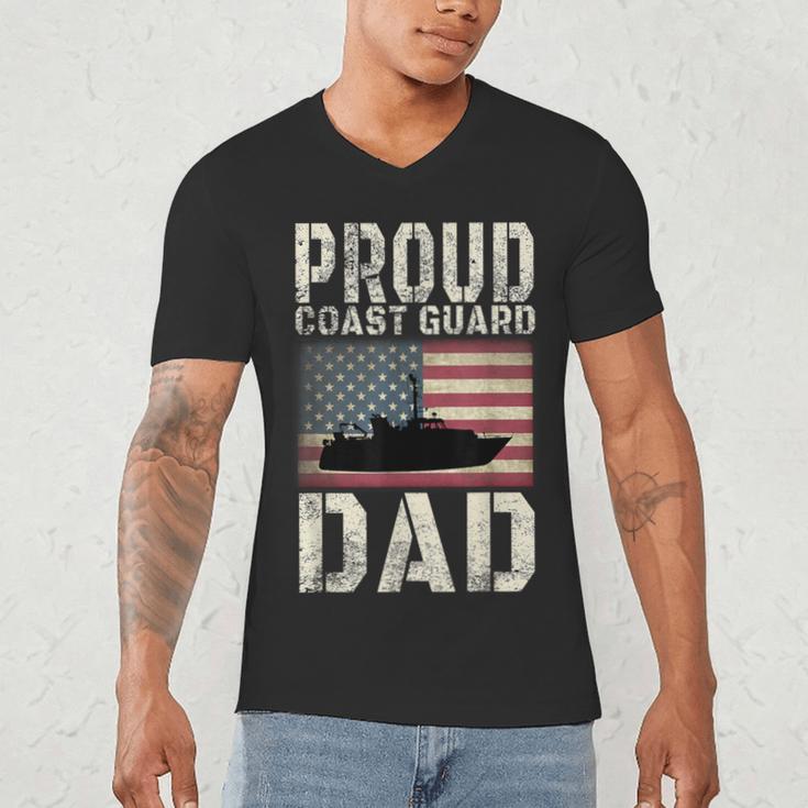 Proud Coast Guard Dad USCG American Flag T-Shirt Men's V-Neck T-Shirt