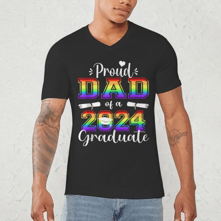 Proud Dad Of 2024 Graduate Class 2024 Graduation Family Men's V-Neck T-Shirt