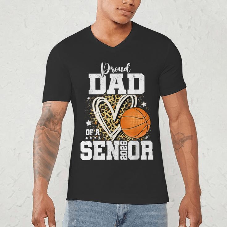 Proud Dad Of A 2026 Senior Basketball Graduation Leopard Men's V-Neck T-Shirt