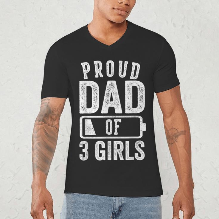 Proud Dad Of 3 Girls Daddy Of Three Daughters Men's V-Neck T-Shirt