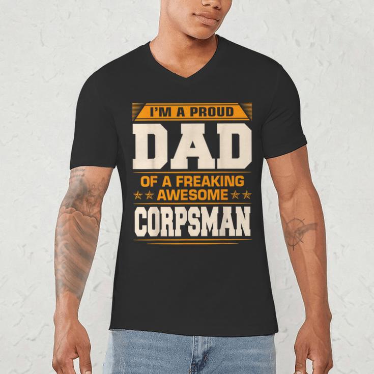 Proud Dad Of Awesome Corpsman Father's Day Men's V-Neck T-Shirt