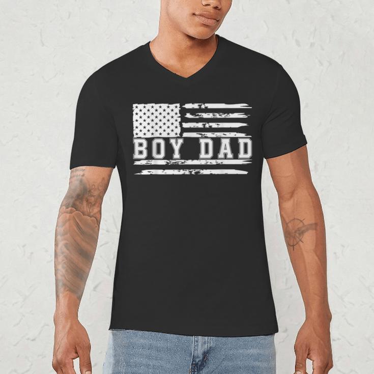 Proud Dad Of Boy Father Of Boys For Dad Xmas Fathers Day Men's V-Neck T-Shirt