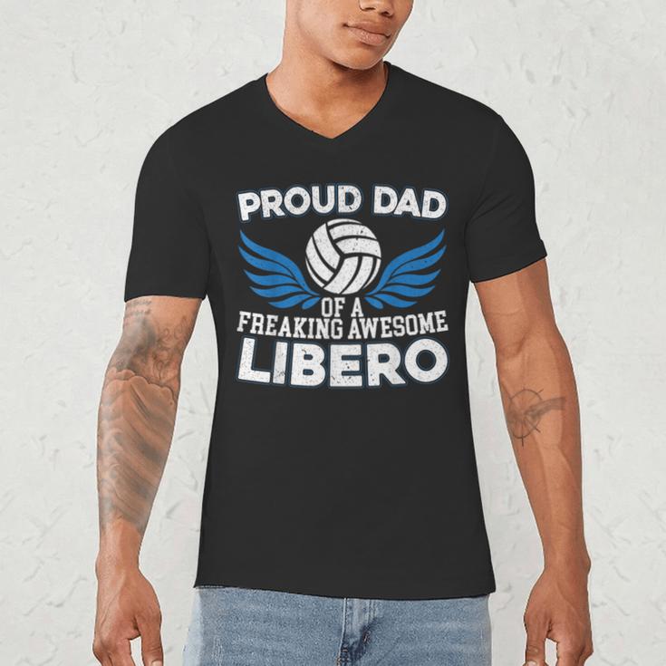 Proud Dad Of A Freaking Awesome Libero Volleyball Father Men's V-Neck T-Shirt