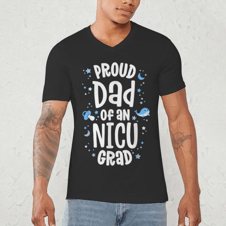 Proud Dad Of An NICU Grad NICU Graduate Father Parents Men's V-Neck T-Shirt