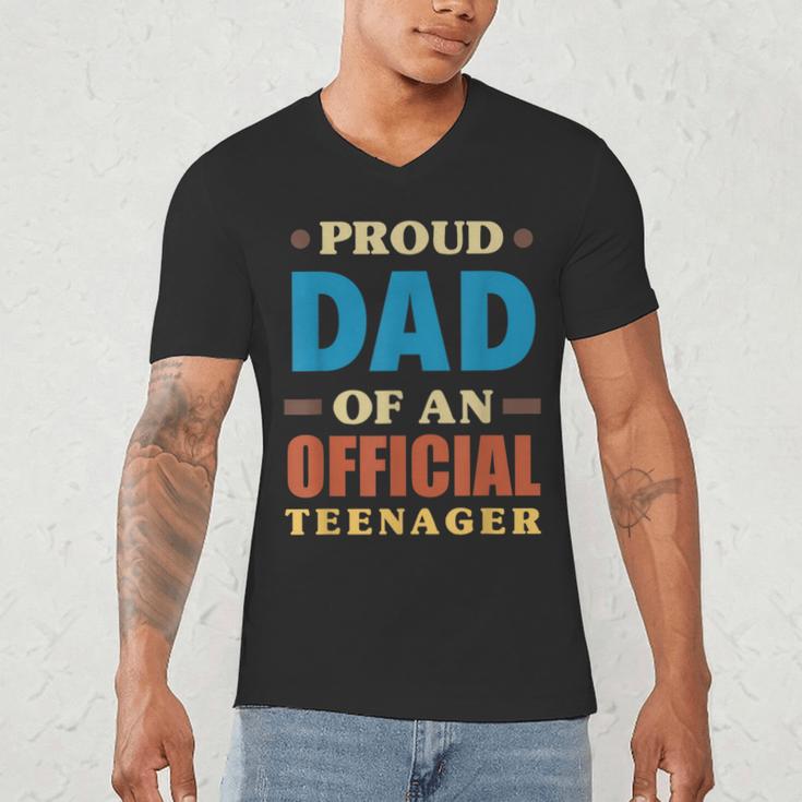 Proud Dad Of An Official Teenager 13th Birthday Family Men's V-Neck T-Shirt