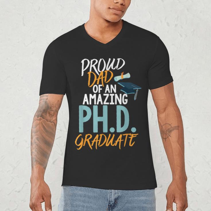 Proud Dad PhD Doctoral Graduation Doctorate Degree EdD PsyD Men's V-Neck T-Shirt