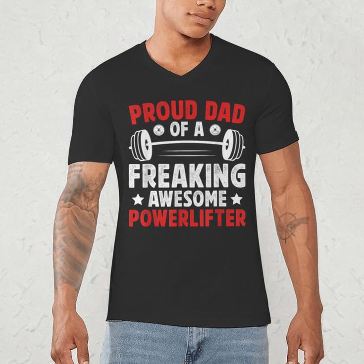 Proud Dad Of A Powerlifter Father Powerlifting Dad Men's V-Neck T-Shirt