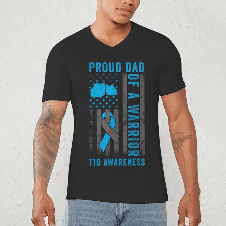 Proud Dad Of A T1D Warrior Type 1 Diabetes Awareness Men's V-Neck T-Shirt Proud Dad Of A T1D Warrior Type 1 Diabetes Awareness Men's V-Neck T-Shirt
