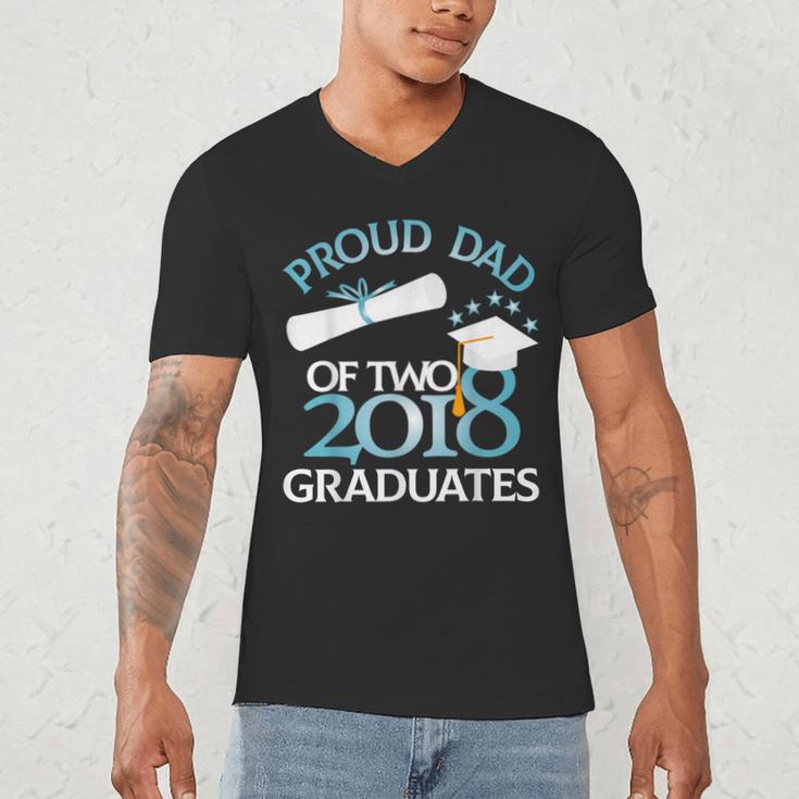 Proud Dad Of Two 2018 Graduates Twin Dads Graduation Men's V-Neck T-Shirt