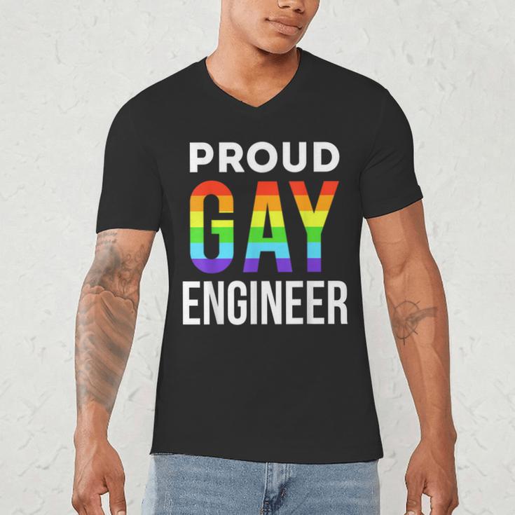 Proud Gay Engineer LGBTQ Rainbow Engineering Graduation Men's V-Neck T-Shirt