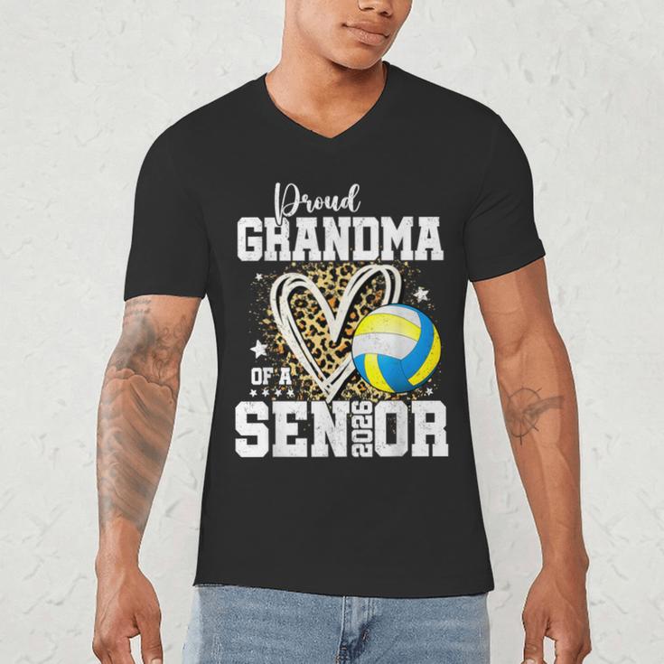 Proud Grandma Of A 2026 Senior Volleyball Graduation Leopard Men's V-Neck T-Shirt