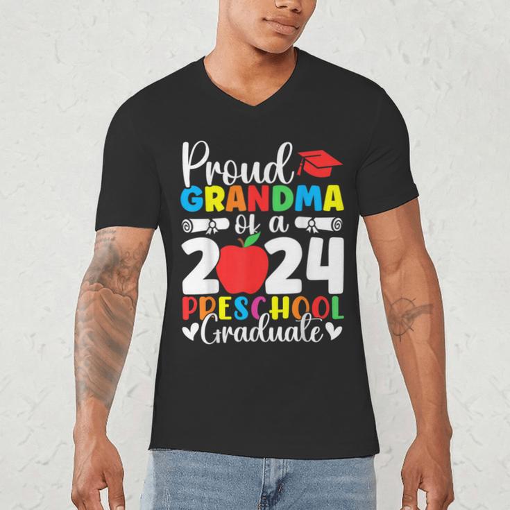 Proud Grandma Of Class Of 2024 Preschool Graduate Graduation Men's V-Neck T-Shirt