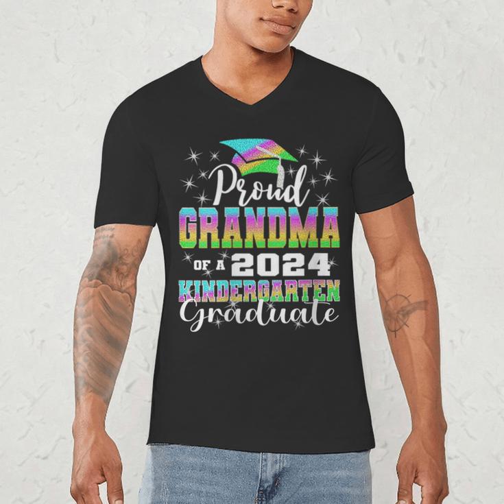 Proud Grandma Of Kindergarten Graduate 2024 Graduation Men's V-Neck T-Shirt
