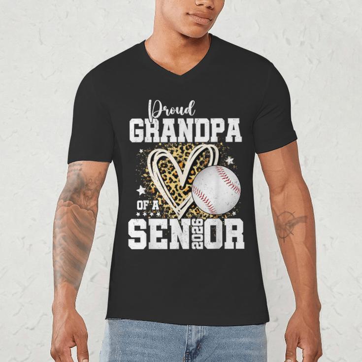 Proud Grandpa Of A 2026 Senior Baseball Graduation Leopard Men's V-Neck T-Shirt Proud Grandpa Of A 2026 Senior Baseball Graduation Leopard Men's V-Neck T-Shirt