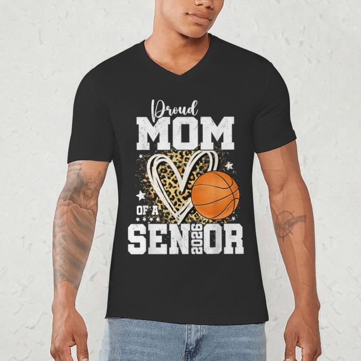 Proud Mom Of A 2026 Senior Basketball Graduation Leopard Men's V-Neck T-Shirt