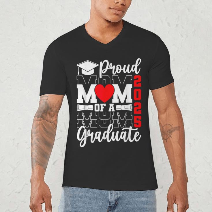Proud Mom Of a Class Of 2025 Graduate Senior Mom Graduation Men's V-Neck T-Shirt