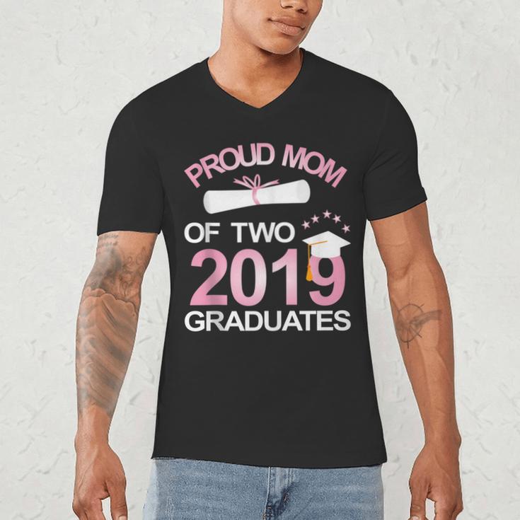 Proud Mom Of Two 2019 Graduates Twin Mama Mother Graduation Men's V-Neck T-Shirt