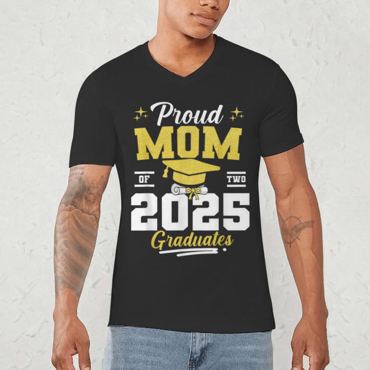 Proud Mom Of Two Class Of 2025 Graduates Twins Graduation Men's V-Neck T-Shirt