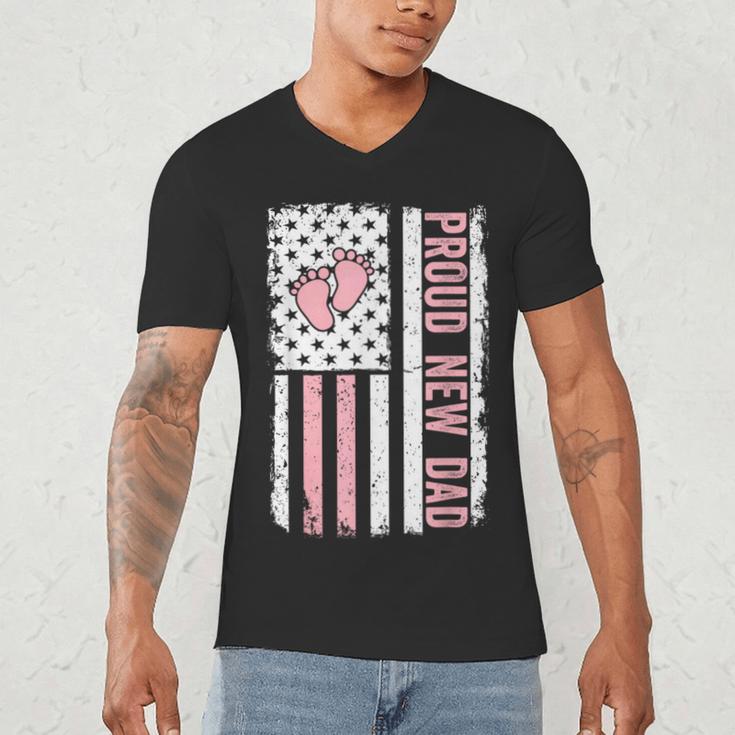 Proud New Dad New Girl Baby Fathers Day First Time Dad Men's V-Neck T-Shirt